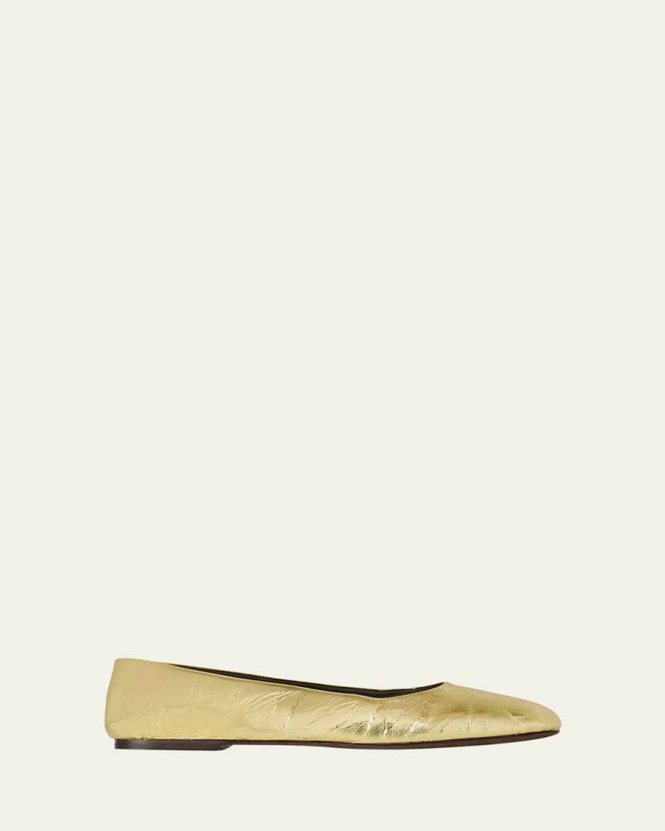 Metallic Leather Ballerina Flats